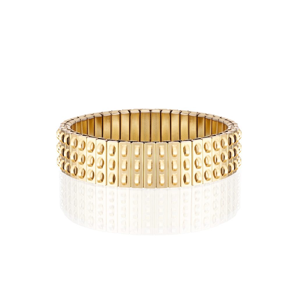 Wide textured gold bracelet