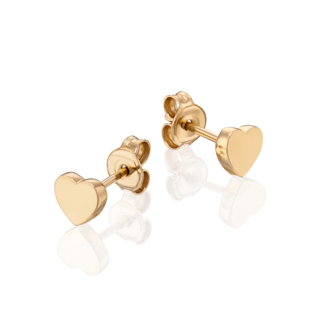 Gold heart stud earrings